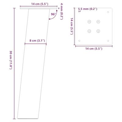 Salontafelpoten 4 st 30 cm staal wit