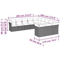 11-delige Tuinset met kussens poly rattan beige - thumbnail