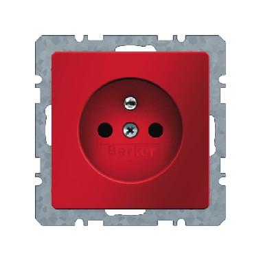 Berker Q.1 stopcontact met penaarde 2-polig enkel rood