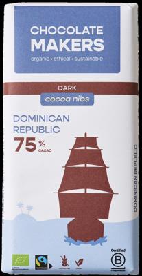 Chocolatemakers Reep tres hombres 75% puur met cacaonibs bio 80 Gram