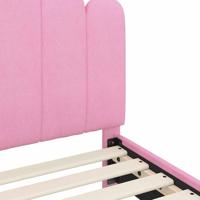 Peuterbedframe met hoofdbord Roze 70 x 140 cm Stof - thumbnail