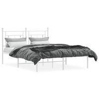 Bedframe met hoofdbord metaal wit 140x200 cm - thumbnail