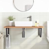 Badkamer wandschap staal en massief beukenhout - thumbnail