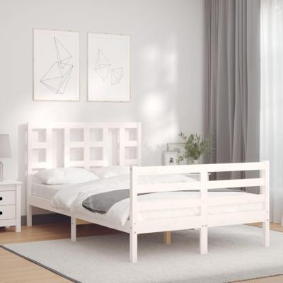 Bedframe met hoofdbord massief hout wit