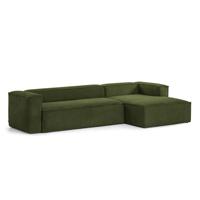 Kave Home Loungebank 'Blok' Rib, Rechts 330cm, kleur Donkergroen - thumbnail