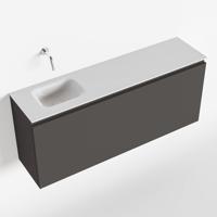 MONDIAZ OLAN 120cm toiletmeubel dark grey. LEX wastafel talc links geen kraangat - thumbnail