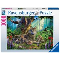 Puzzel ravensburger familie wolf in het bos 1000st - thumbnail