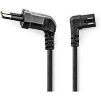 Stroomkabel | Euro Male | IEC-320-C7 | Gehoekt | Links Gehoekt | Vernikkeld | 2.00 m | Plat | PVC | Zwart - thumbnail