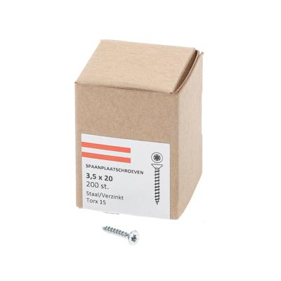 Hoenderdaal Fasteners Hoenderdaal spaanplaatschroef verzinkt platkop voldraad torx tx15 3.5x20 | 200 stuks - 0206.01.17001