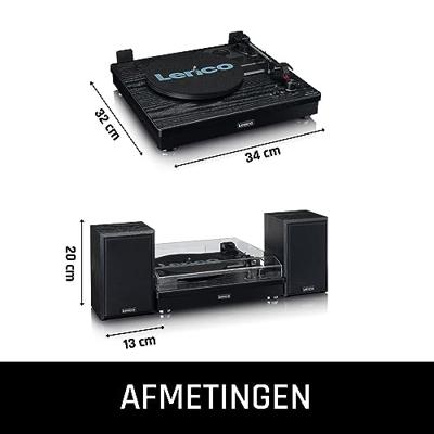 Lenco Riemaandrijving houten platenspeler met Bluetooth-ontvangst en 2 externe luidsprekers - LS-101BK