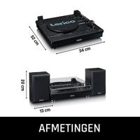 Lenco Riemaandrijving houten platenspeler met Bluetooth-ontvangst en 2 externe luidsprekers - LS-101BK - thumbnail