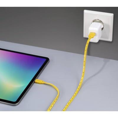 Renkforce RF-6721076 USB-kabel USB 2.0 USB-C stekker, USB-A stekker 1.00 m Geel Met meetlint-opdruk (metrisch)
