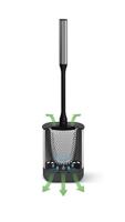 Metaltex Cleany Toiletborstel + Houder 13x8x47 cm Zwart/RVS - thumbnail