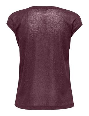 Only Onlsilvery S/s V Neck Lurex Top Jrs Noos T-shirts Burgundy