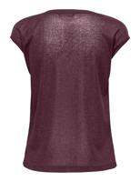Only Onlsilvery S/s V Neck Lurex Top Jrs Noos T-shirts Burgundy - thumbnail