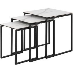 Bendt Bijzettafel 'Lone' Keramiek, Set van 3 stuks, kleur Wit