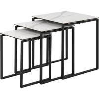 Bendt Bijzettafel 'Lone' Keramiek, Set van 3 stuks, kleur Wit - thumbnail