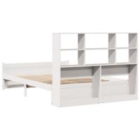 Bed met boekenkast zonder matras grenenhout wit 140x190 cm - thumbnail