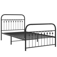 Bedframe met hoofd- en voeteneinde metaal zwart 100x190 cm - thumbnail