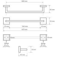 Handdoekhouder Sapho X-Square 65 cm Chroom - thumbnail