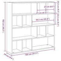 Boekenkast/kamerscherm 105x24x102 cm artisanaal eikenkleur - thumbnail