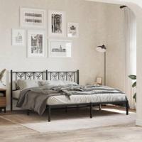 Bedframe met hoofdbord metaal zwart 180x200 cm - thumbnail