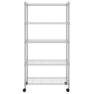 Opbergrek 5-laags met wielen 250 kg 75x35x155 cm chroomkleurig