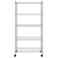 Opbergrek 5-laags met wielen 250 kg 75x35x155 cm chroomkleurig - thumbnail
