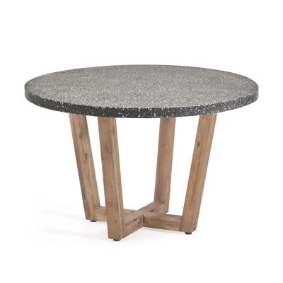 Kave Home Ronde Tuintafel 'Shanelle' houten onderstel, Ø120cm, kleur Grijs