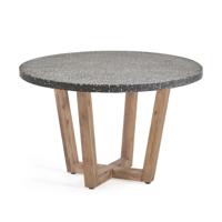 Kave Home Ronde Tuintafel 'Shanelle' houten onderstel, Ø120cm, kleur Grijs - thumbnail
