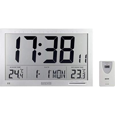 Eurochron EFWU Jumbo 102 Wandklok Zendergestuurd 37 cm x 23 cm x 3 cm Zilver Eurochron EFWU Jumbo 102 Wandklok Zendergestuurd 37 cm x 23 cm x 3 cm Zilver