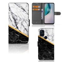 OnePlus Nord N10 | Bookcase | Marmer Wit Zwart - Origineel Cadeau Man - thumbnail
