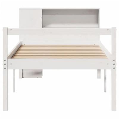 Bed met boekenkast zonder matras grenenhout wit 90x190 cm