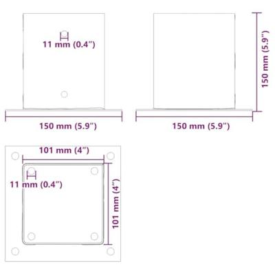 Paonderstellen vierkant 12 st 101x101 mm gepoedercoat staal