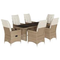 7-delige Tuinset met kussens poly rattan beige - thumbnail