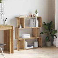Boekenkast 80x24x96 cm bewerkt hout artisanaal eikenkleur - thumbnail