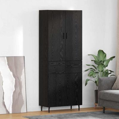 Hoge kast met lade Zwart eiken 69,5 x 34 x 180 cm