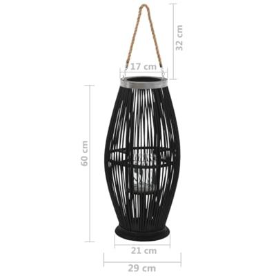 VidaXL Lantaarnhouder hangend 60 cm bamboe zwart VidaXL Lantaarnhouder hangend 60 cm bamboe zwart