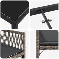 5-delige Tuinset met Kussens Grijs Poly Rattan - thumbnail