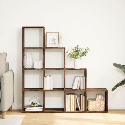 Kamerscherm / boekenkast 131,5x29x131,5 cm hout gerookt eiken