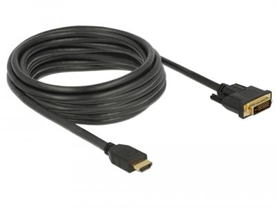 Delock 85656 HDMI-kabel HDMI / DVI Aansluitkabel HDMI-A-stekker, DVI-D 24+1-polige stekker 5 m Zwart Afgeschermd (drievoudig), Vergulde steekcontacten Delock 85656 HDMI-kabel HDMI / DVI Aansluitkabel HDMI-A-stekker, DVI-D 24+1-polige stekker 5 m Zwart Afgeschermd (drievoudig), Vergulde steekcontacten