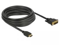 Delock 85656 HDMI-kabel HDMI / DVI Aansluitkabel HDMI-A-stekker, DVI-D 24+1-polige stekker 5 m Zwart Afgeschermd (drievoudig), Vergulde steekcontacten - thumbnail