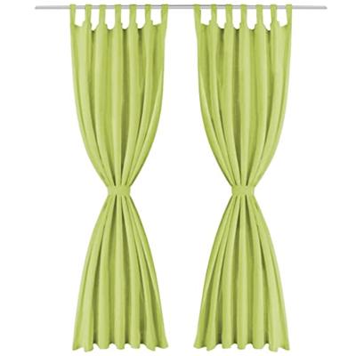 VidaXL Micro-satijnen gordijnen met lussen 140x225 cm groen 2 st VidaXL Micro-satijnen gordijnen met lussen 140x225 cm groen 2 st