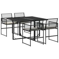 5-delige Tuinset met kussens poly rattan zwart - thumbnail