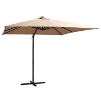 VidaXL Zweefparasol met led en stalen paal 250x250 cm taupe - thumbnail
