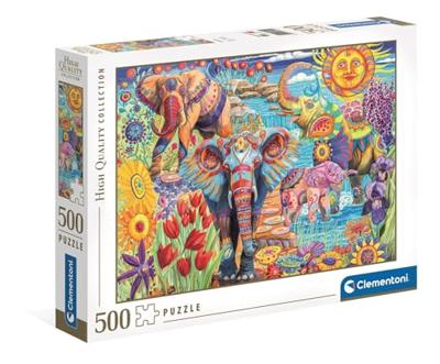 Clementoni legpuzzel kunstwerken olifanten carnaval, 500st. - thumbnail