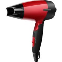 Compacte Reishaardroger 1400W - Inklapbaar Handvat - Zwart/Rood - thumbnail