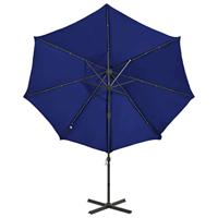VidaXL Zweefparasol met paal en led-verlichting 300 cm azuurblauw - thumbnail