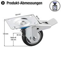 Metafranc Zwenkwiel Rubber 100Mm Vastz. W - WU0800770 - thumbnail