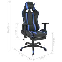 Bureau-/gamestoel verstelbaar met voetensteun blauw - thumbnail